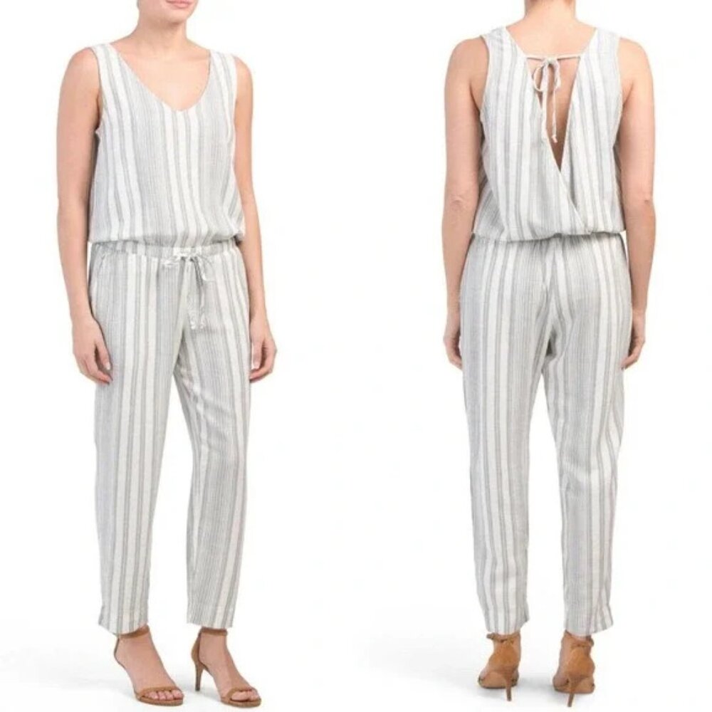 Anthropologie Cloth & Stone Vertical Striped Sleeveless Jumpsuit Romper Medium